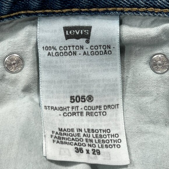 Levis 505 Regular Straight Leg 36 x 29 Blue Jeans Mens Denim Actual 36 x 27 - Picture 12 of 12